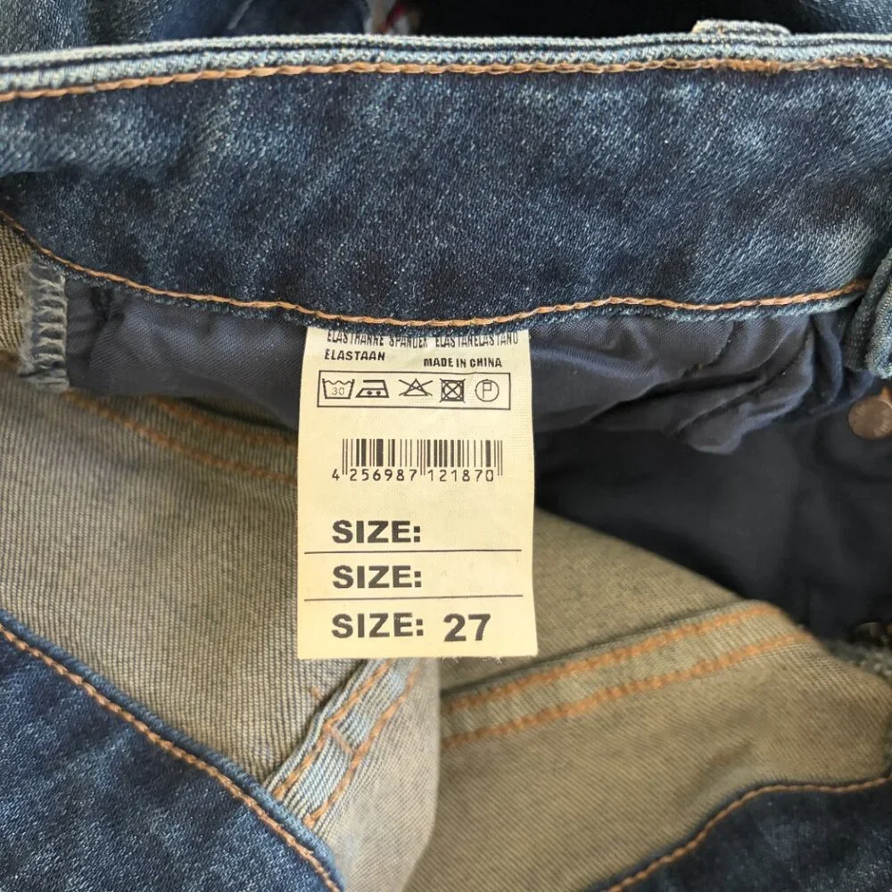 Bee Embroidered Jean Womens 27 x 27 Blue Tapered Stretch Denim Designer Inspired - Picture 11 of 12